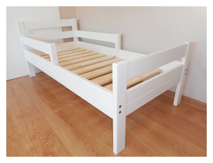 Voodi 70×160 turvapiiretega. Valge